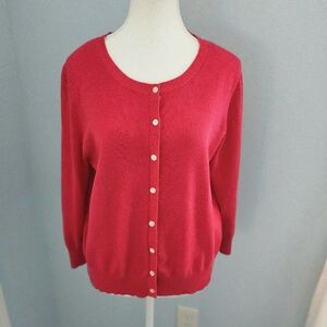 Joseph A Women’s XL Fuchsia Pink Cardigan Button Front Knit Rayon Blend